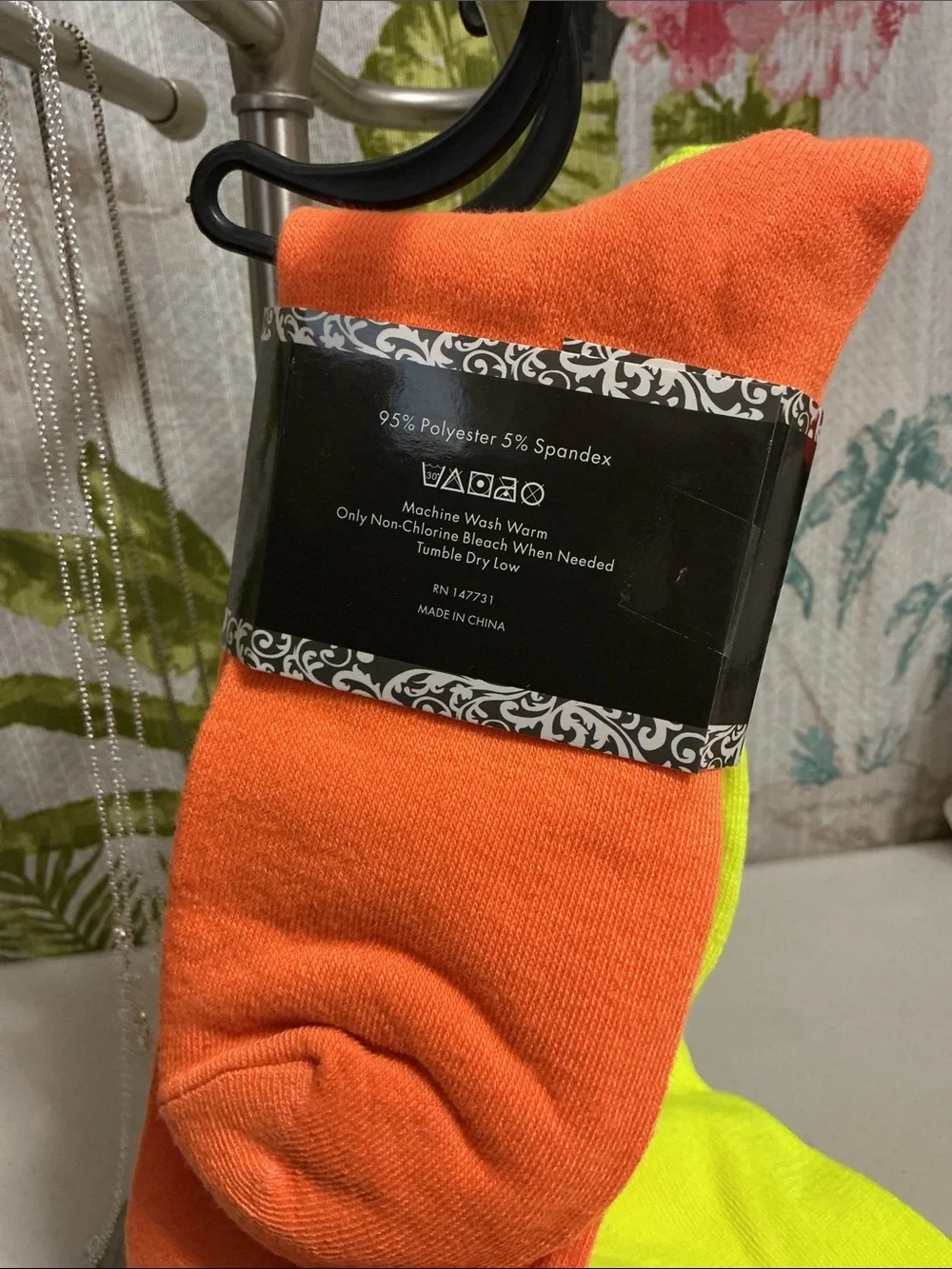 Sumona Knee high socks neon colors yellow &  orange  size 9/11 stretchy NWT